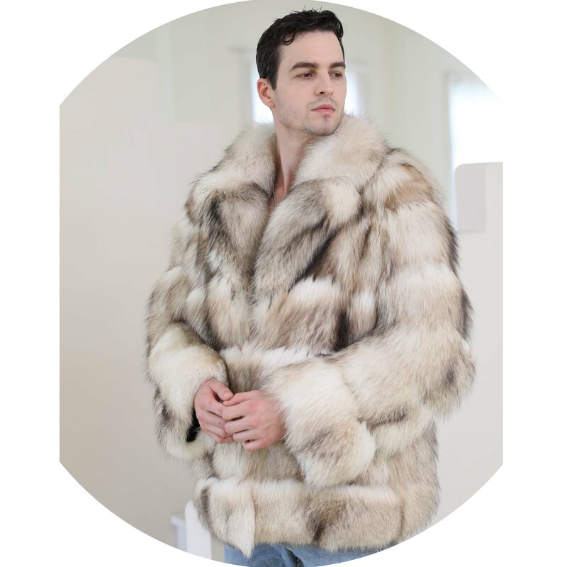 Casaco De Pele Grossa Dos Homens De Alta Qualidade Moda Finlândia Fox Fur Jacket