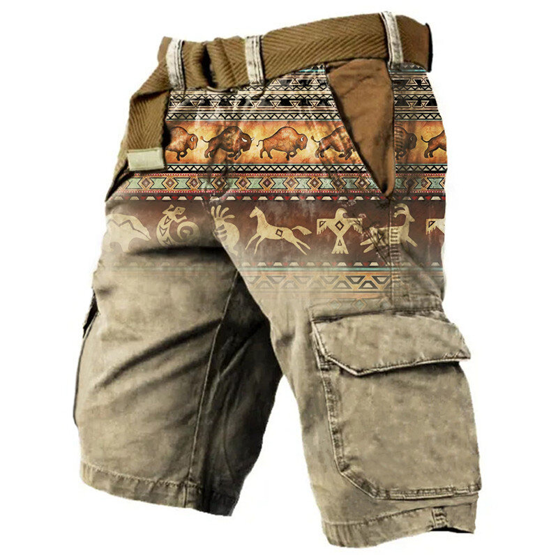 Harajuku style New Men's Workwear Pants Trendy and Handsome, Skull print Versatile Summer Pants, Outdoor Hiking Workwear Pants