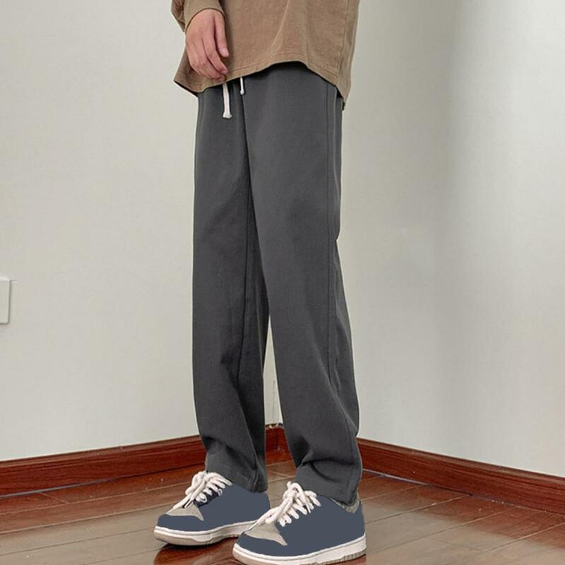 Ergonomic Men Casual Trousers Japanese Style Men's Elastic Drawstring Cargo Pants with Pockets Thick Baggy Work for Large