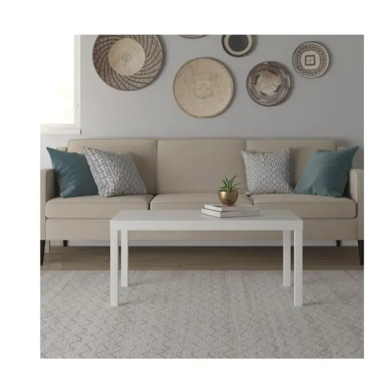 Table basse blanche pour toute décoration de salon, peut accueillir un espace de rangement
