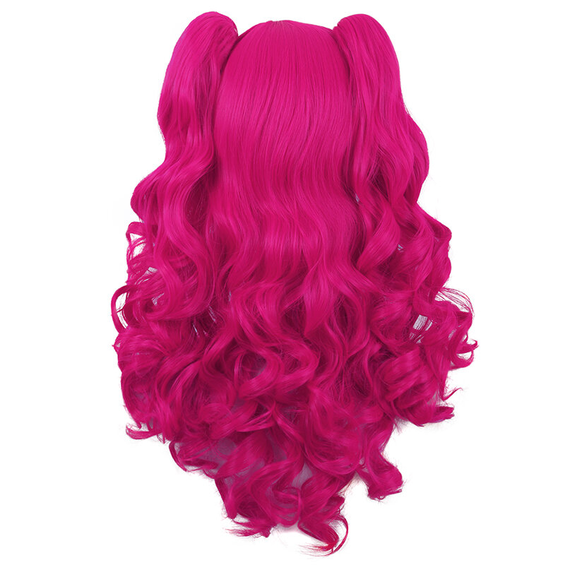Cos Wig Female Long Curly Lolita Grip Pairs Ponytail Big Wave Rose Red Anime Full-Head
