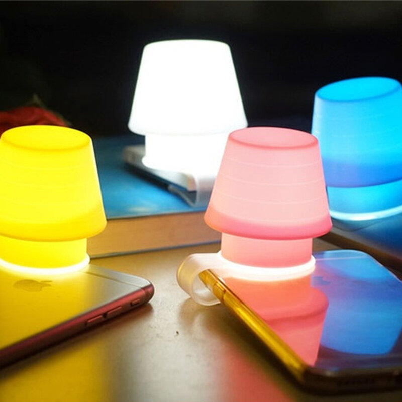 Lámpara de silicona para teléfono móvil, soporte de lámpara para teléfono móvil, iluminación auxiliar, pequeña luz nocturna, lámpara de noche pequeña y extraña, regalo creativo