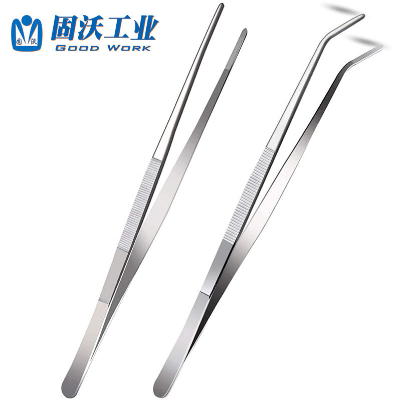 SUS304 stainless steel tweezers thickened fine straight curved round pointed teeth with anti-slip texture fleshy tissue anatomy