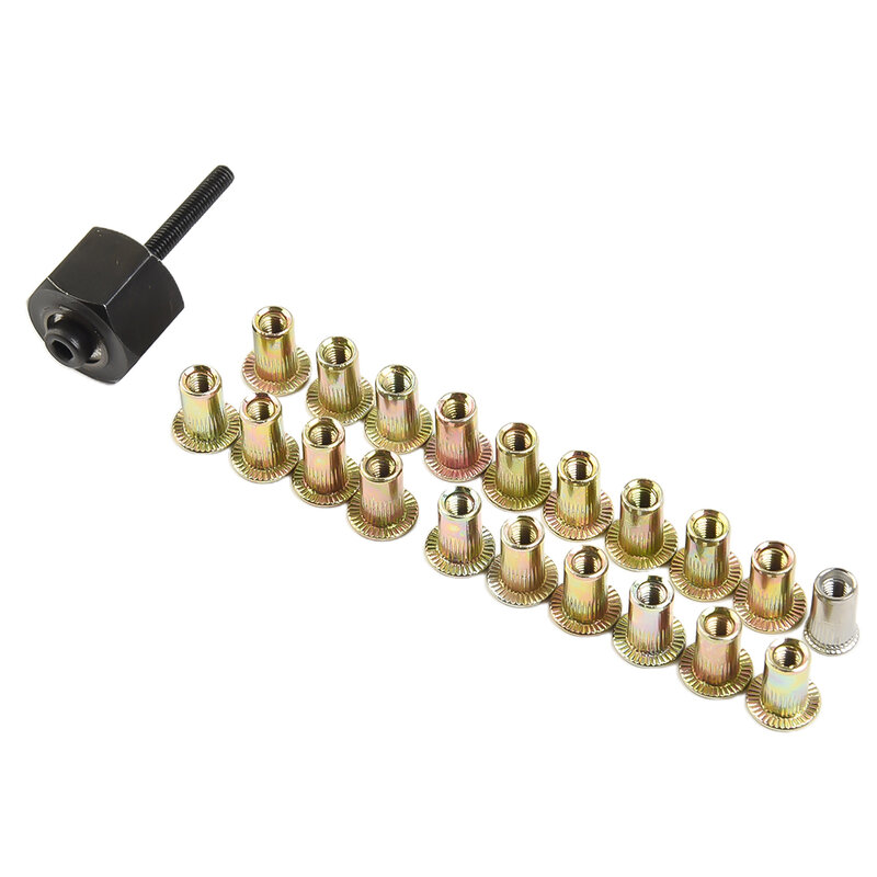 21pcs/set Tool Head Nuts Manual Riveter Installation Hand Rivet Nut Tool With Stainless Steel Nuts For M3 M4 M5 M6 M8 M10