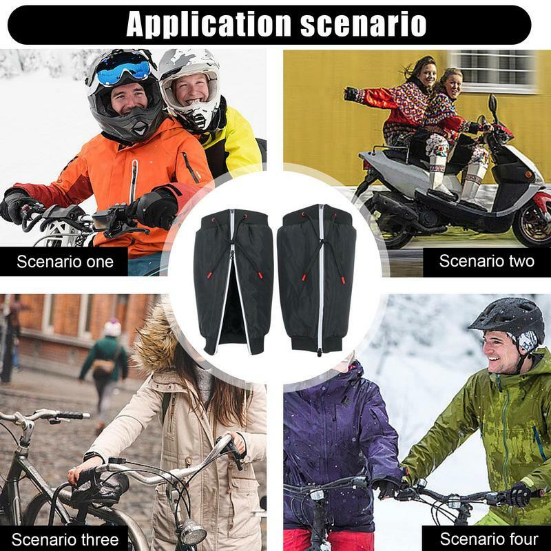 Aquecedores de pernas espessadas com tiras reflexivas, cinta de joelho quente, manga impermeável, manga de bezerro snowproof para equitação, ciclismo