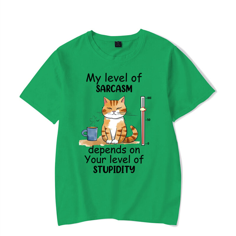 私のレベルのサルカムはあなたのレベルに依存していますグラフィックTシャツ面白い猫Tシャツファッション原宿Tシャツ男性ブランドTシャツ