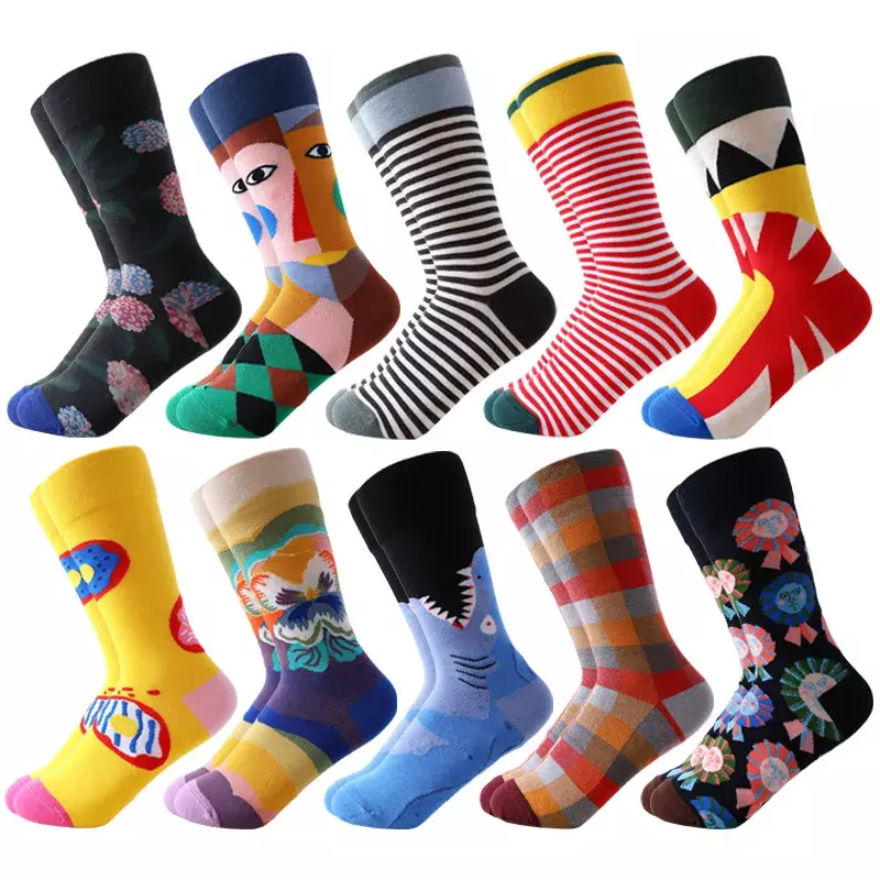 Combed cotton new lighthouse retro Japanese tide socks men and women embroidered mid-tube socks