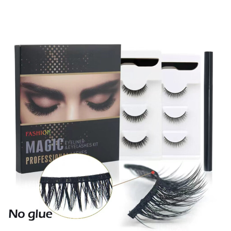 6 Piece Best Natural Looking Lash Strip Wholesale OEM Reusable Magnetic Eyelashes With Applicator Clip