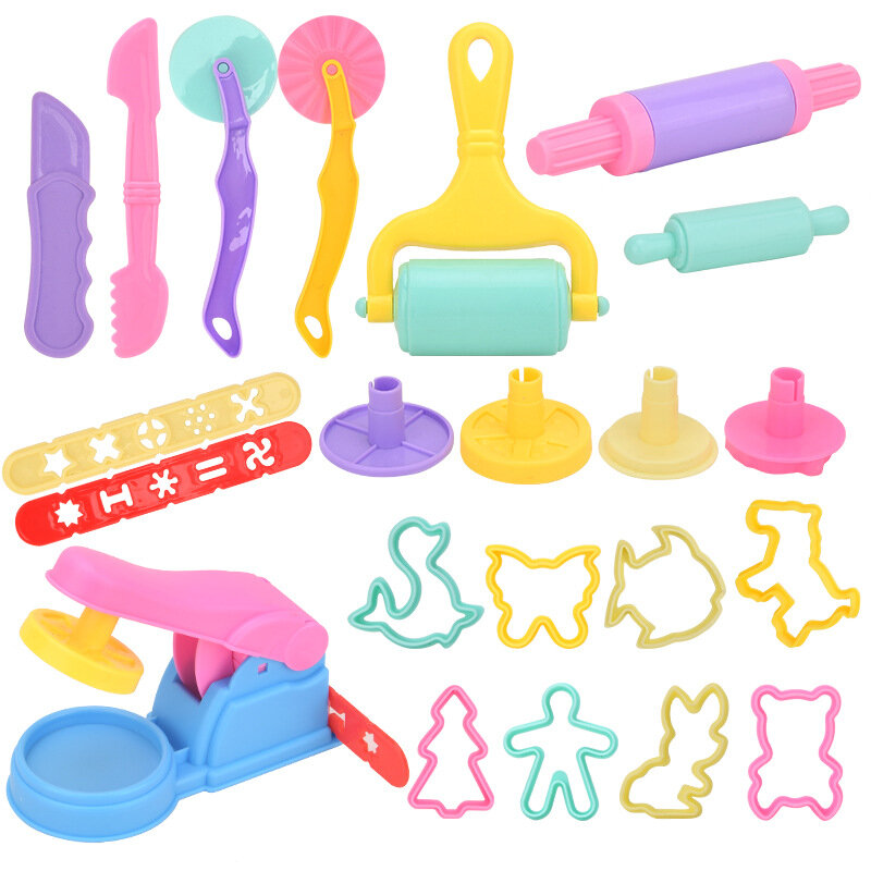 Conjunto de ferramentas para crianças, vários moldes de plasticina, cortador, rolos, acessórios para brincar, argila seca, meninos, meninas, brinquedos DIY