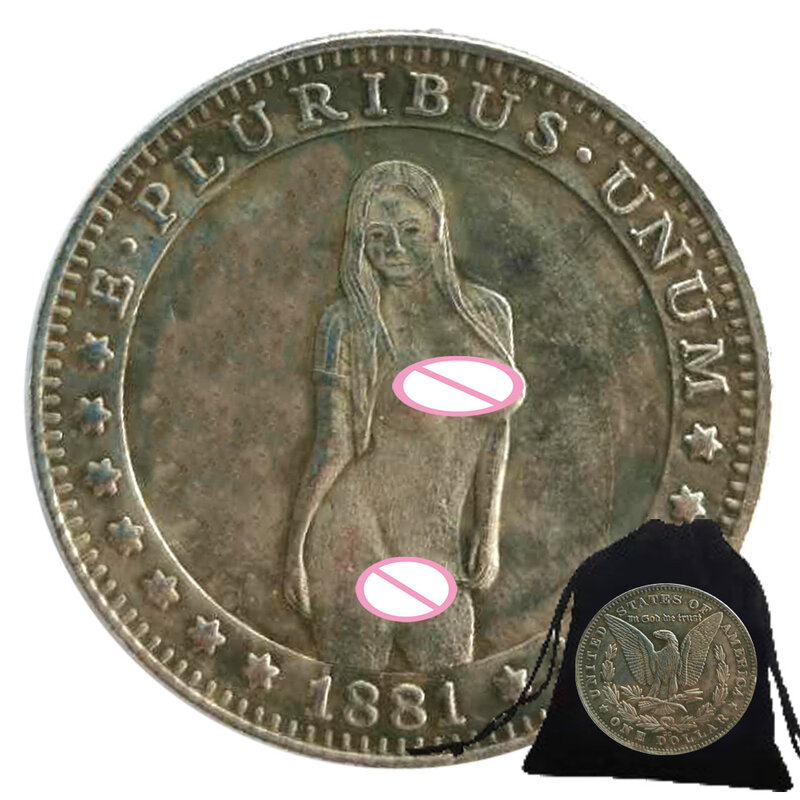 Роскошный ночной клуб сексуальная девушка за один доллар США искусственные монеты забавная парная монета забавная карманная монета памятная монета на удачу + подарочная сумка