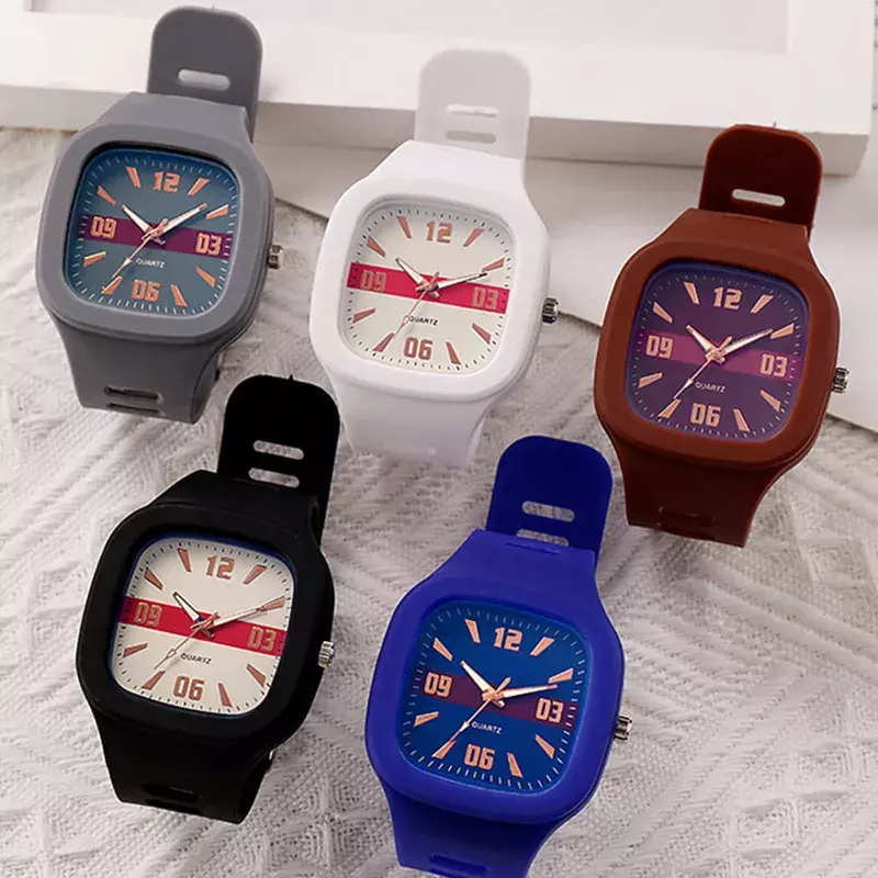 Relojes de cuarzo cuadrados grandes para mujer, reloj de pulsera para mujer, correa de silicona impermeable, reloj informal para mujer