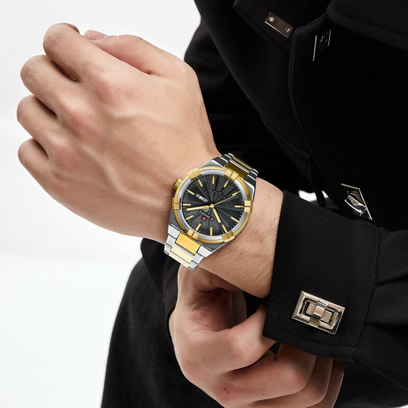 NAVIFORCE 남성용 쿼츠 시계, 럭셔리 방수 스테인리스 스틸, 캐주얼 손목시계, 탑 오리지널 브랜드, 2023 새로운 패션 디자인