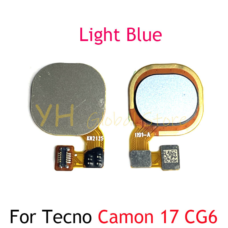 Botón de inicio para Tecno Camon 17 CG6j CG6 / 18i CG6, Sensor de identificación táctil con huella dactilar, Cable flexible, 10 piezas