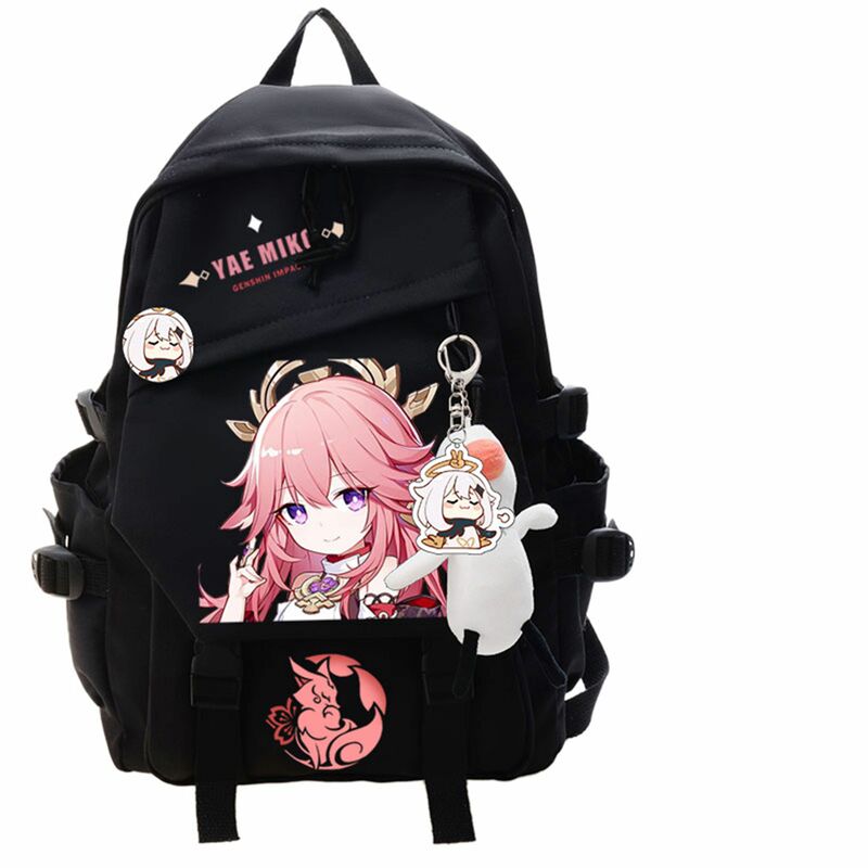 Yae Miko Albedo Genshin Impact Anime Cosplay Student School Bag Backpack Bookbag Laptop Travel Rucksack Outdoor Boys Girls Gifts