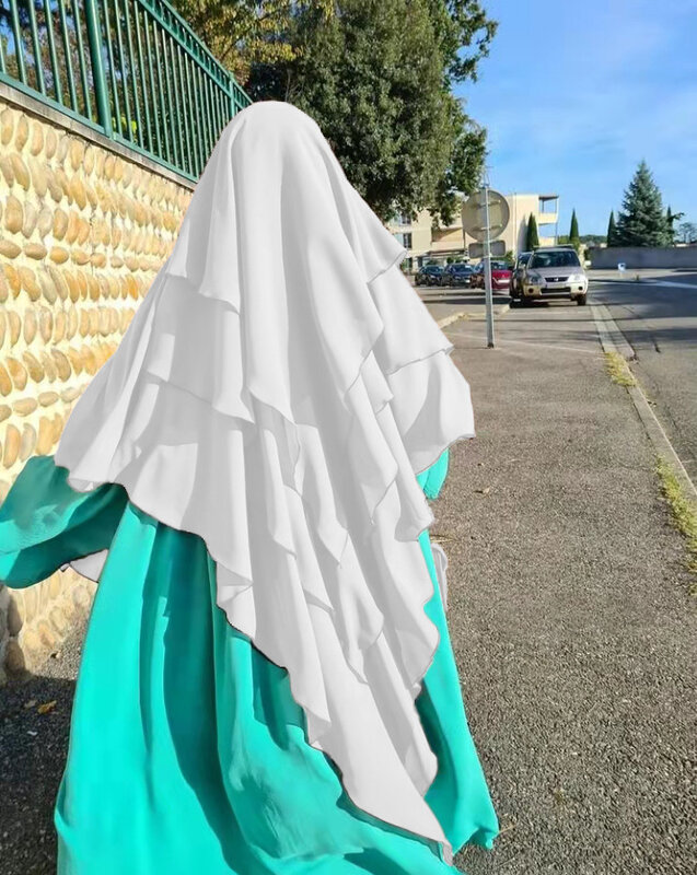 Lange Hijab Jersey Femme Khimar Ramdan Eid Moslim Vrouwen Headcarf 3 Lagen Premium Jersey Sjaal Islamitische Moslim Gebed Kleding