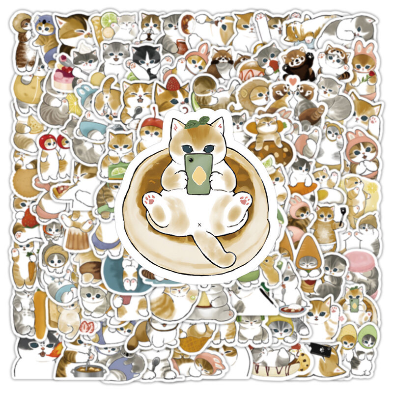 겨울 고양이 생활 스티커, 미적 PVC 일본 장식, 어린이 문구 스크랩북, 학용품, 100 개