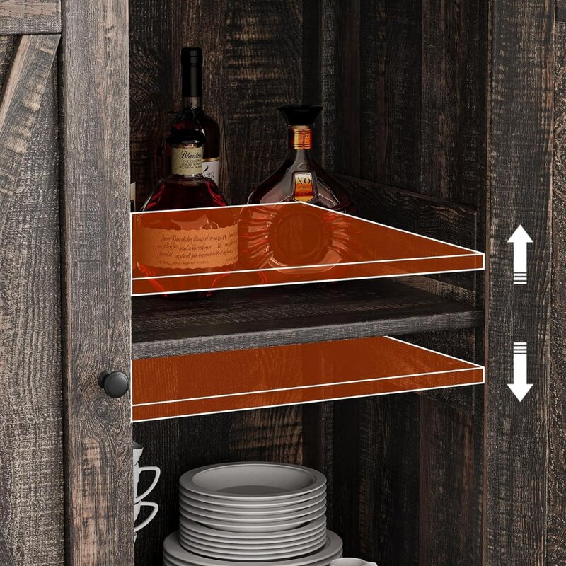 Armário do armazenamento do vinho com portas e prateleiras, armário do lobby com painéis laterais e console do controle, armário da barra