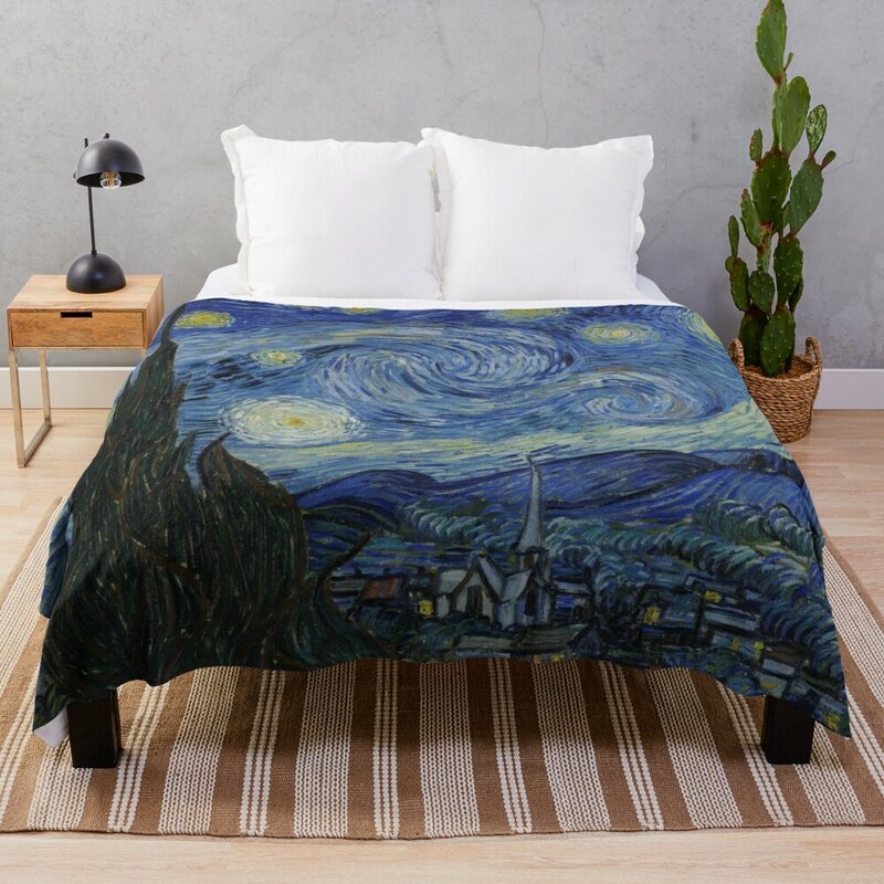 The Starry Night by Vincent van Gogh ผ้าห่มนุ่มๆผ้าห่มโซฟา