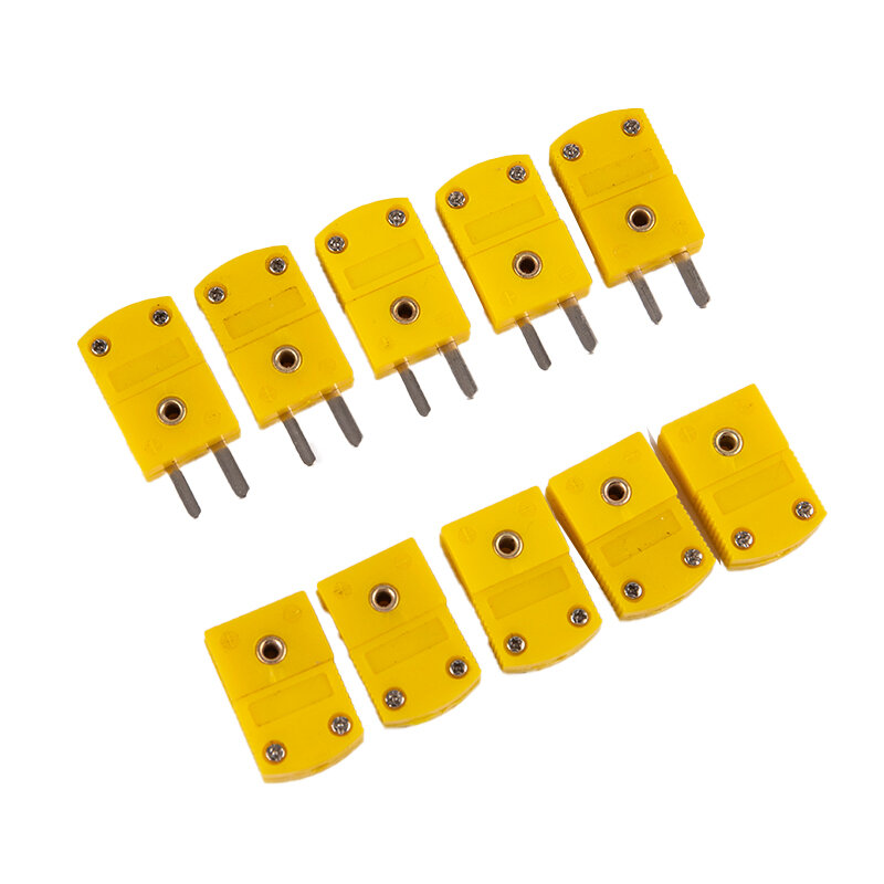 Conector mini macho e fêmea, segurança se encaixe todos os controladores de temperatura, sensor de temperatura amarelo, tipo K, 5pcs, novo