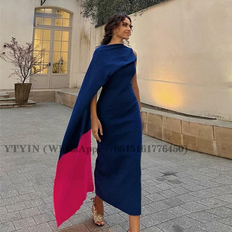 Azul Royal Arábia Saudita Prom Dresses Plissado Robes De Soirée 2022 Long Formal Evening Dresses Pageant Vestidos para Mulheres