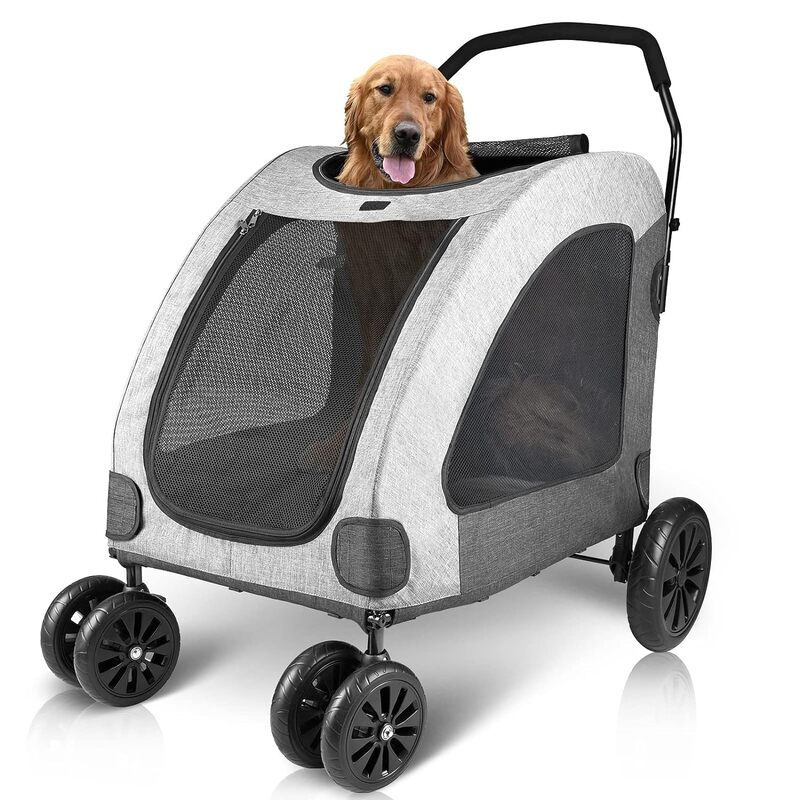 Dog Stroller for Large Dogs, Breathable Space, Waterproof Oxford Cloth & Storage Bag, Detachable Folding, Lightweight 4 Rubber