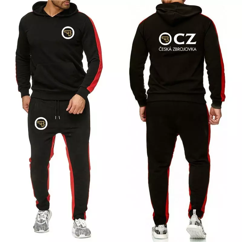 2024 Fashion Men's CZ Logo Sweatshirt Hoody Suit Spring Ceska Zbrojovka Printed Cotton Hooded Pullover And Casual Sweatpants Set