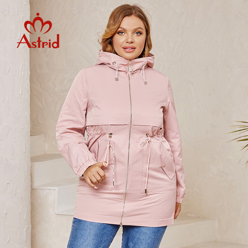 Astrid New women's Trench Coat Women Jacket Plus Size giacca a vento con cappuccio Casual soprabito capispalla femminile primavera 2024 AS-10157