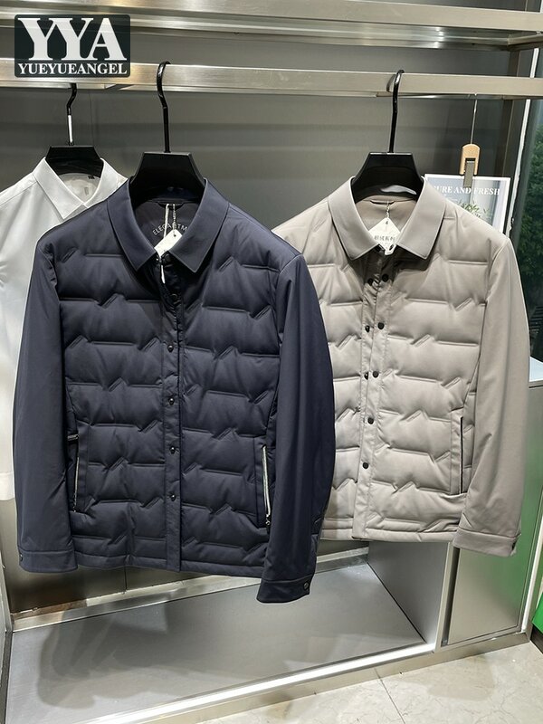 Casaco de ganso branco masculino, casaco de trabalho, colarinho de lapela, peito único, leve, alta qualidade, outono, inverno