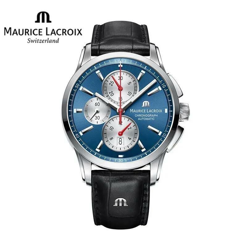 MAURICE LACROIX Designer Men's Quartz watch Pentao Series Three Eyes Chronograph Fashion Casual Top Leather Relogios Masculinos