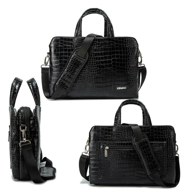 Женская сумка из крокодиловой кожи с узором, Женская вместительная сумка для ноутбука 15,6 дюйма, деловой портфель, сумки на плечо, новинка 2023