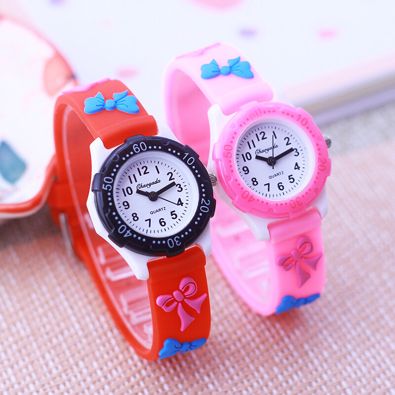 Новинка 2024, модные электронные кварцевые часы с вращающимся циферблатом и бантом для детей, красивые часы для мальчиков, девочек, молодых женщин