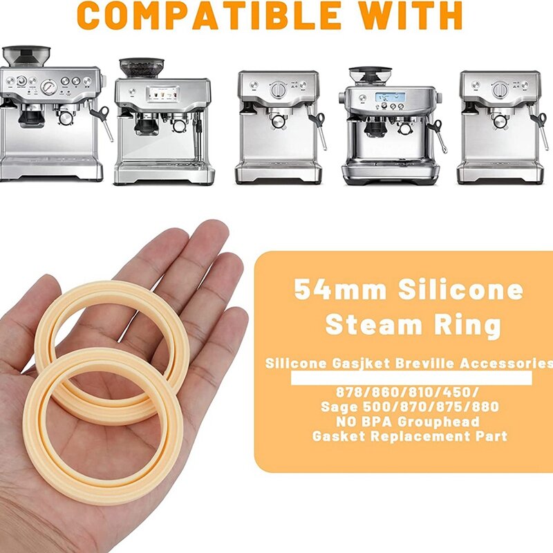 3 pacote anel de vapor de silicone, peças da gaxeta 54mm para a máquina de café expresso breville 878/870/860/840/810/500/450/sage 500/870