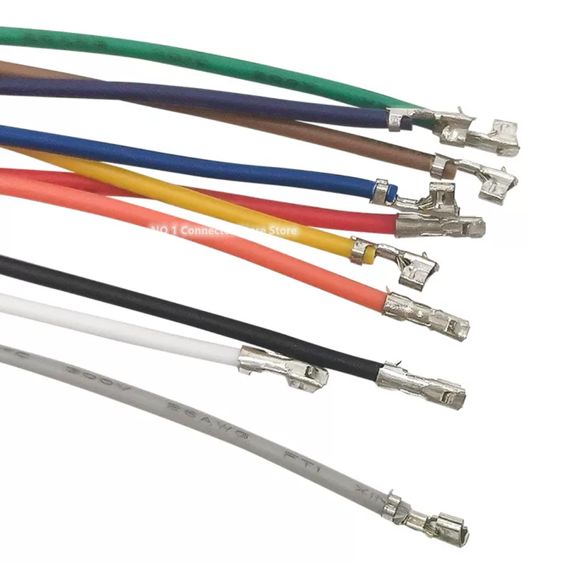 100 buah PH2.0 kawat Terminal konektor 2.0mm Pitch kabel elektronik kepala tunggal 22AWG 24AWG 26AWG 10cm/20cm/30cm/40cm/50cm