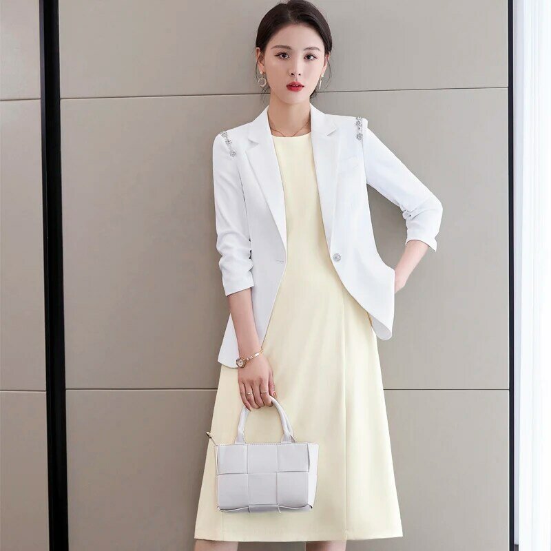2020 formale Elegante Frauen Business Anzüge mit Kleid und Blazer Mantel Büro Damen Frühling Sommer Arbeit Tragen Professionelle Blazer