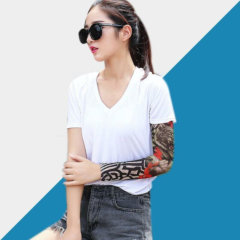 1PCS Tattoo Arm Sleeves Sun UV Protection Seamless Fishing Dry Breathable Tattoo Running Quick Elastic Party Arm Sleeve Sle F2K6