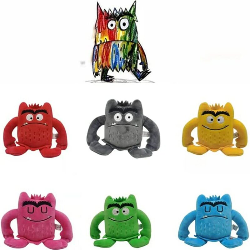 Muñeco de peluche Kawaii The Color Monster para niños, juguete de peluche para niños, regalo de cumpleaños, 6 piezas por juego