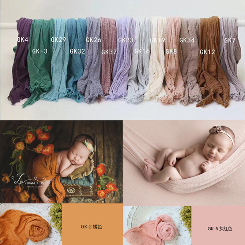 Envoltura de Seersucker colorida para recién nacido, gasa de algodón, manta suave para bebé, accesorios de fotografía infantil, cestas de estudio, accesorios para fotos