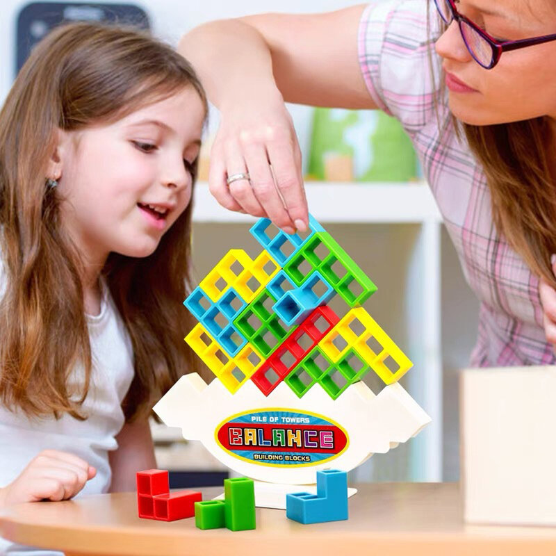 테트라 타워 게임 쌓기 블록 쌓기 빌딩 블록, 균형 퍼즐 보드 조립 벽돌, 어린이 성인용 교육 완구