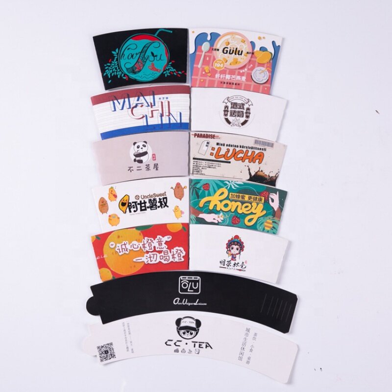Prodotto personalizzato manicotto per tazza personalizzato Logo personalizzato maniche porta tazza da caffè in carta Kraft ondulata biodegradabile