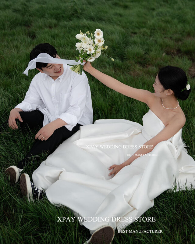 XPAY gaun pernikahan tanpa tali elegan untuk wanita Korea gaun pengantin tanpa lengan punggung terbuka untuk pemotretan ukuran kustom gaun pengantin