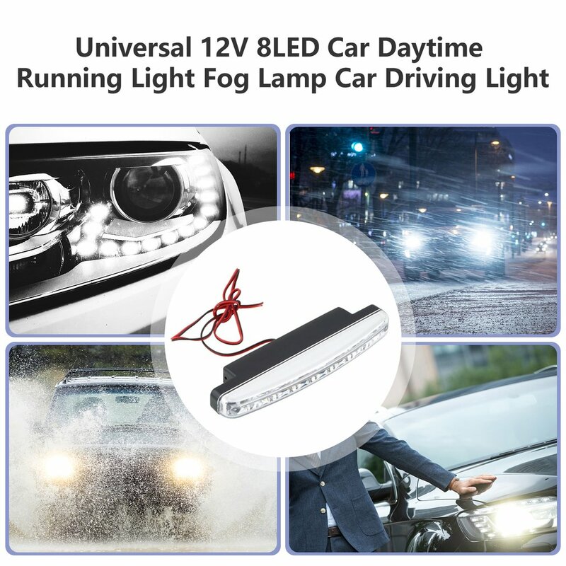 1 Buah 8 LED Mobil Super Terang Drl Lampu Siang Hari Tahan Air Lampu Siang Kepala Bohlam 6000K-7000K Lampu Berguna Putih Lampu Mobil