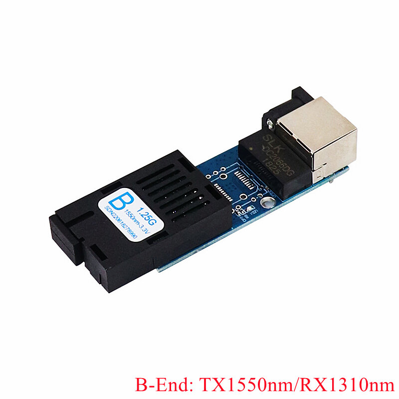 HTOC konverter Media optik Mini Gigabit 1, 1 Fiber 1 RJ45 10/100/1000M Mode tunggal Port SC Fiber tunggal
