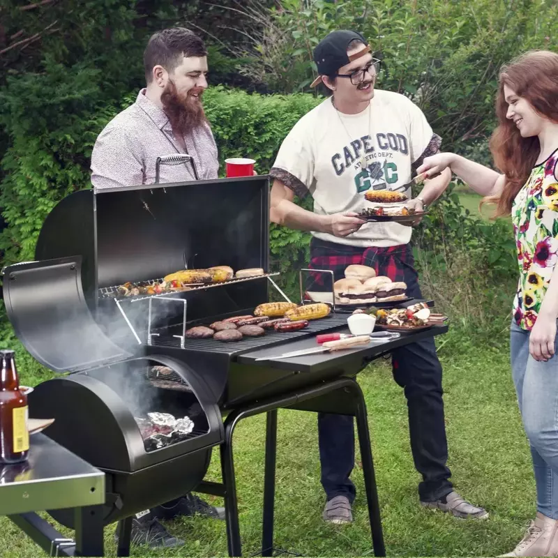 30 "Holzkohle grill mit Offset Raucher Camping kocher Fracht freies Camp liefert Grill ausrüstung Camp Kochen