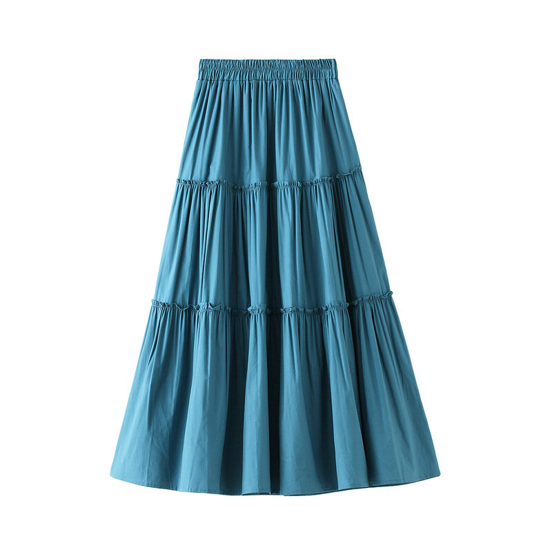 Solid Color Spring Summer Long A-Line Skirt Women Fashion Korean 2022 Chic All-Match Pleated Skirts Female Maxi Skirt