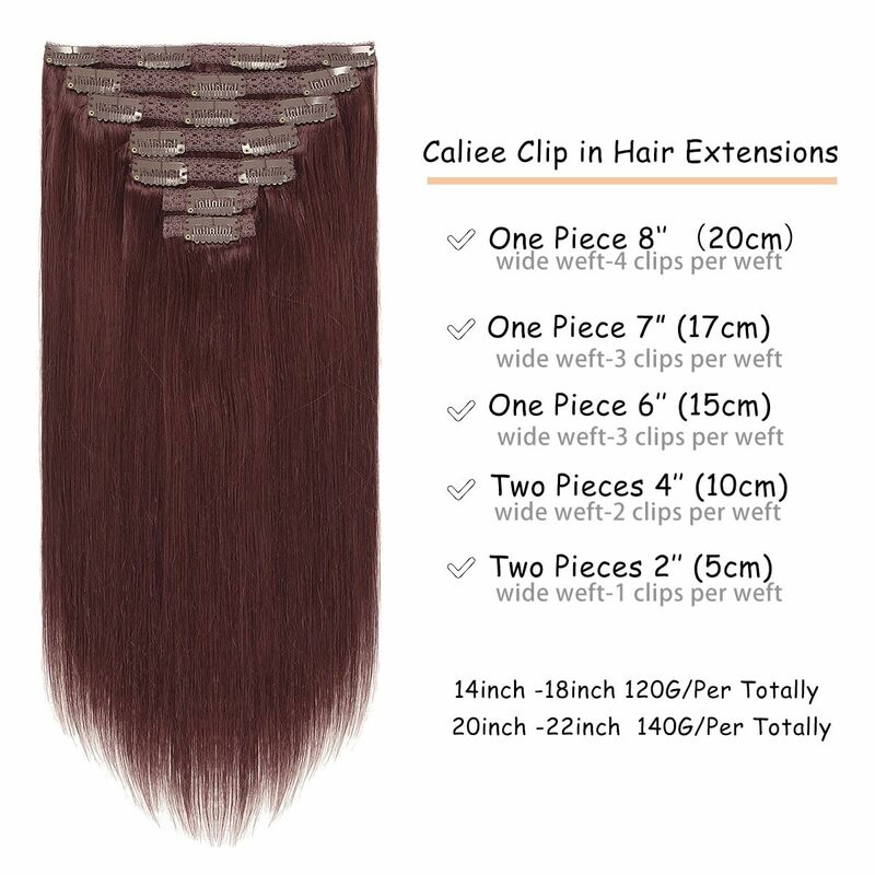 Rechte Clip In Hair Extensions Menselijk Haar Clip Ins Wijn Rode Kleur 99j # Extensions Dubbele Inslag Naadloze 100% Remy Menselijk Haar