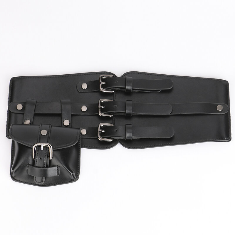 Cinture elastiche a vita larga per donna Lady Mini-bag decorazione cinturino nero lunghezza regolabile accessori cintura moda retrò
