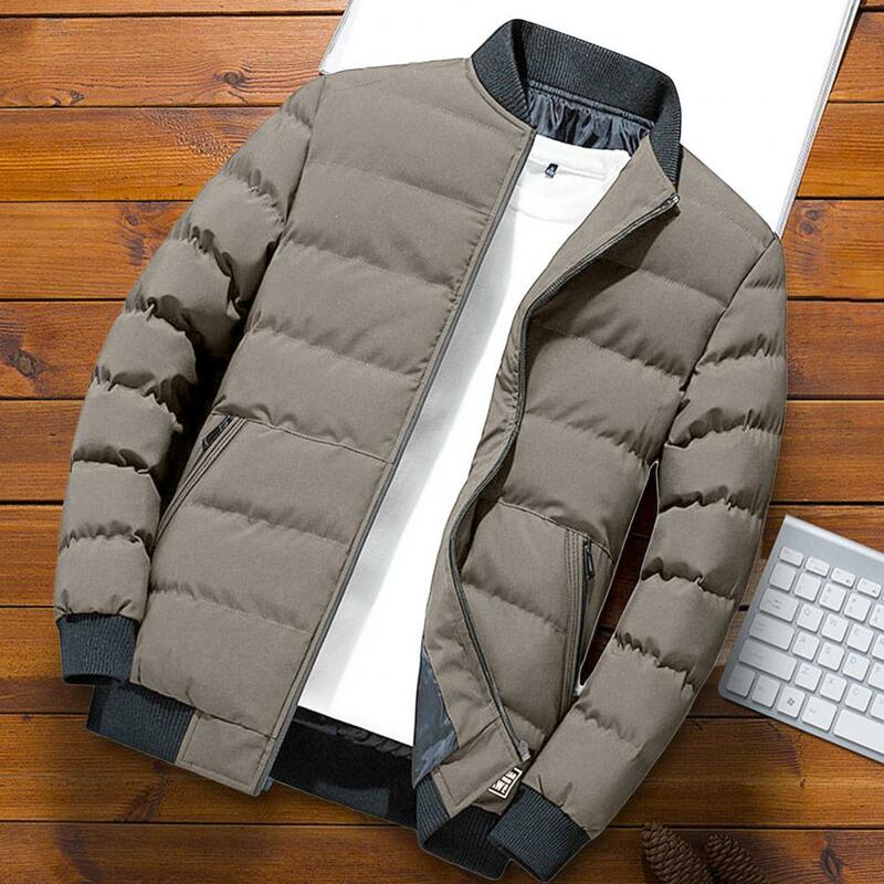 Jaqueta de beisebol acolchoada masculina algodão, casaco popular, super macio, bolsos coldproof
