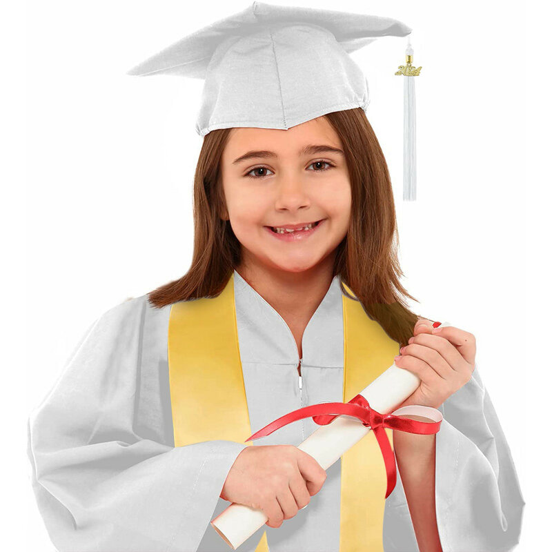 Dziecięcy strój akademicki mundurki szkolne dla dzieci dla dzieci 2024 gorący przedszkole toga studencka zestaw czepków z frędzlami