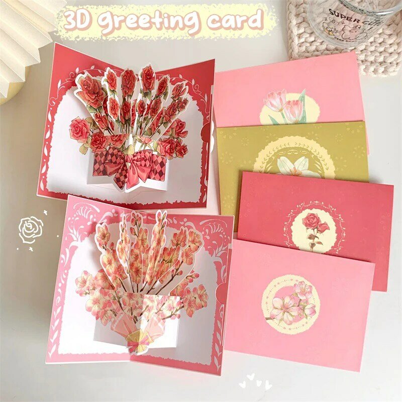 بطاقة معايدة بألوان مائية للزهور ، باقة مغلف ، عبوة باقة ، بطاقات مباركة لأعياد الميلاد ، هدايا عيد الحب