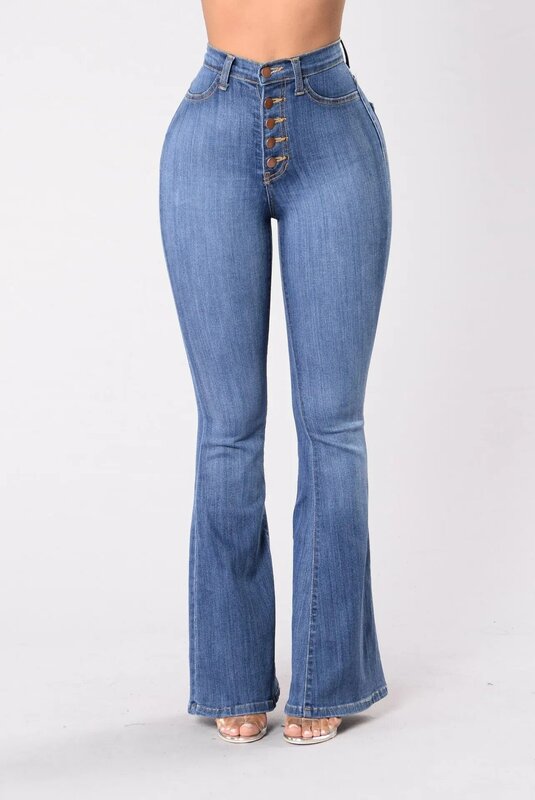 Blauwe Jeans Voor Vrouwen Flare Broek Slim Fit Strakke Hoge Taille Heup Wrap Lange Broek Heup Sheath Y 2K Denim Broek 2024 Split Sexy Broek